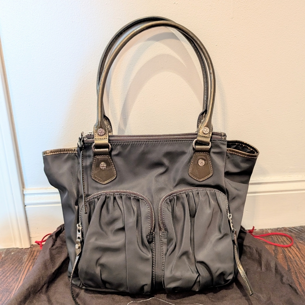 MZ Wallace Jane Tote - grey steal Bedford patent metallic